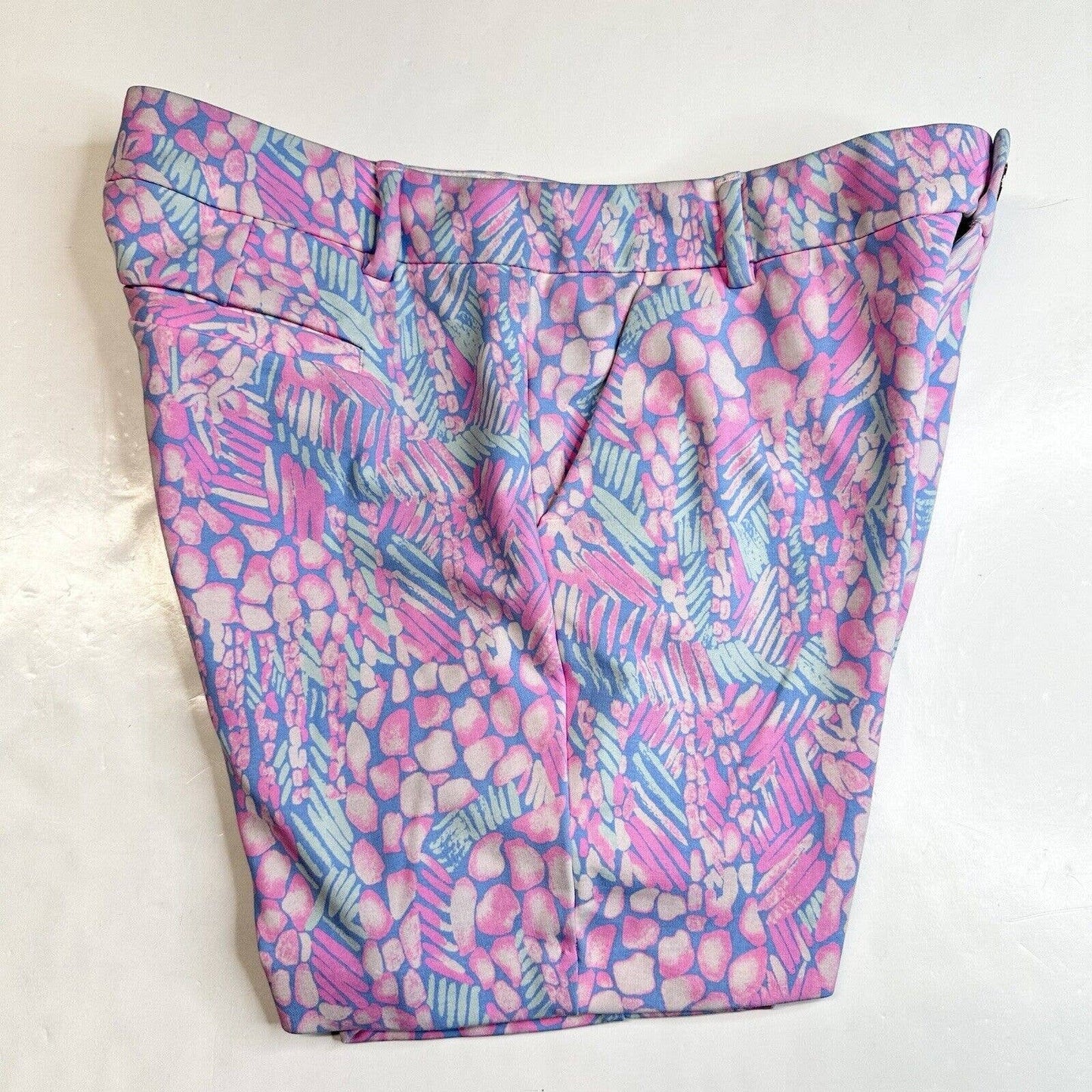 Lilly Pulitzer Jayne Knit Shorts Womens 8 Pink Sorbet Pattern Golf Barbie EUC