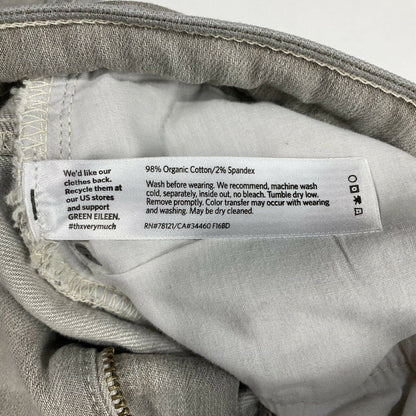 Eileen Fisher Tapered Ankle Sz 12 Midrise Light Gray Denim Jeans Organic Cotton