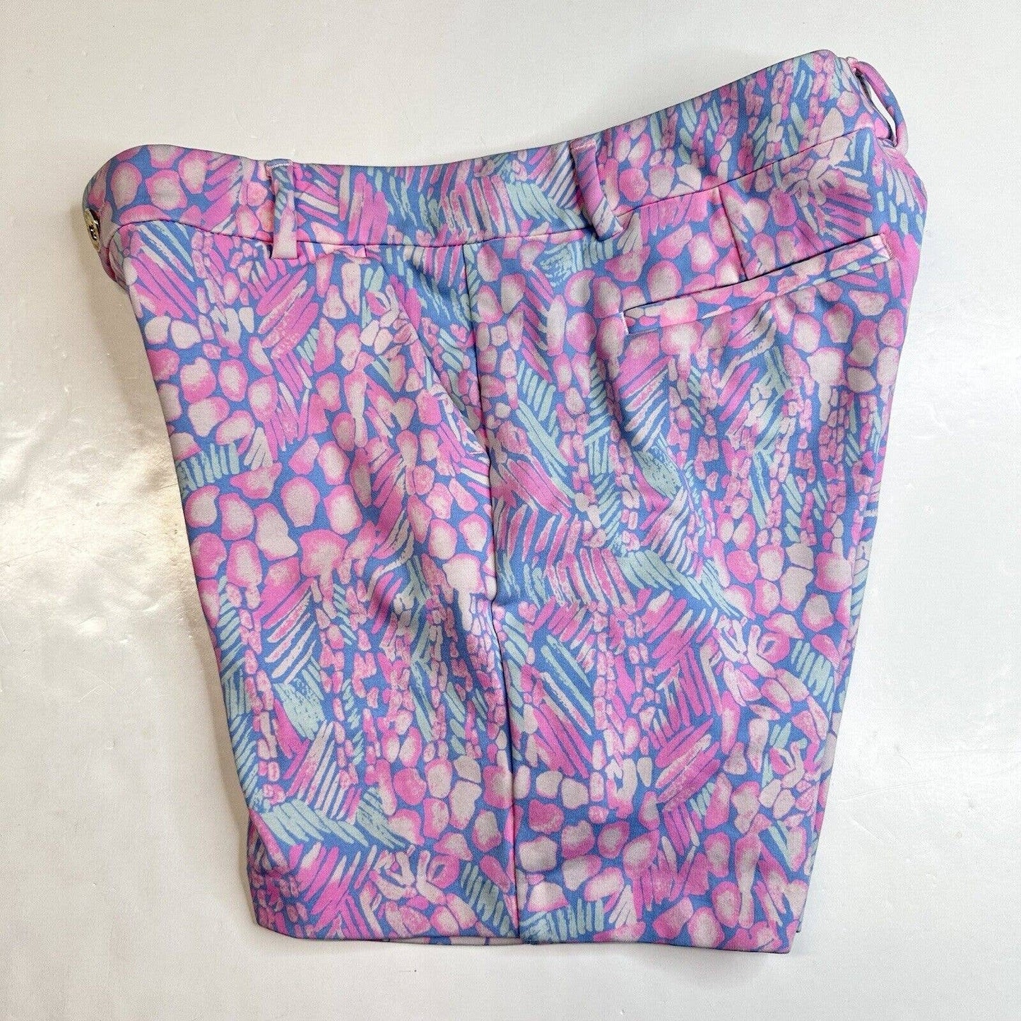 Lilly Pulitzer Jayne Knit Shorts Womens 8 Pink Sorbet Pattern Golf Barbie EUC