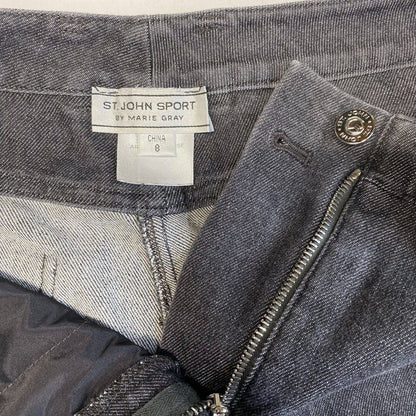 St. John Sport Straight Leg Jeans Sz 8 Womens High Rise Dark Gray Stretch Short