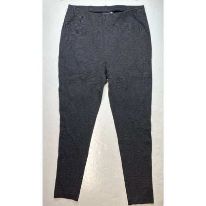 J.Jill Ponte Knit Leggings Sz Medium Gray Houndstooth Pull On Stretch Pants