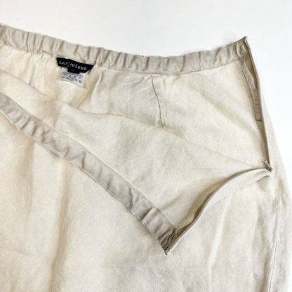 Lands End 100% Linen A-Line Skirt Womens 18W Neutral Beige Side Zip Plus Size