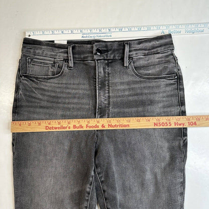 Good American Good Legs Stove Pipe Jeans 14/32 High Rise Gray Black Denim NEW