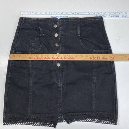 Vintage Jean St. Tropez Denim Skirt Sz 13/14 Black 100% Cotton *Measures Smaller