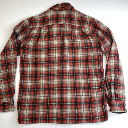 Vintage Brent Wool Blend Shacket Mens Small Red Plaid Long Sleeve Buttons Japan