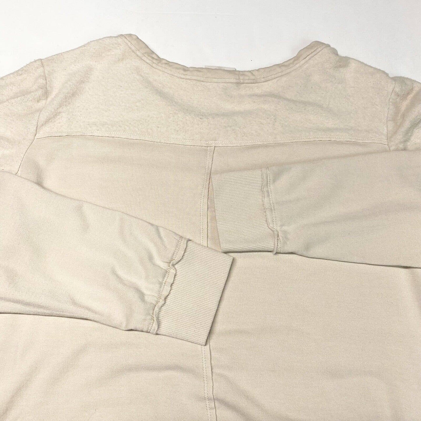 Knox Rose Sweatshirt XL Beige Stretchy Knit Casual Long Sleeve Top Exposed Seams