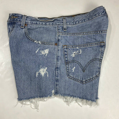 Levis 550 Cut Off Mom Shorts Sz 32 (30"Waist) Hi-Rise Denim Jean Distress Holes