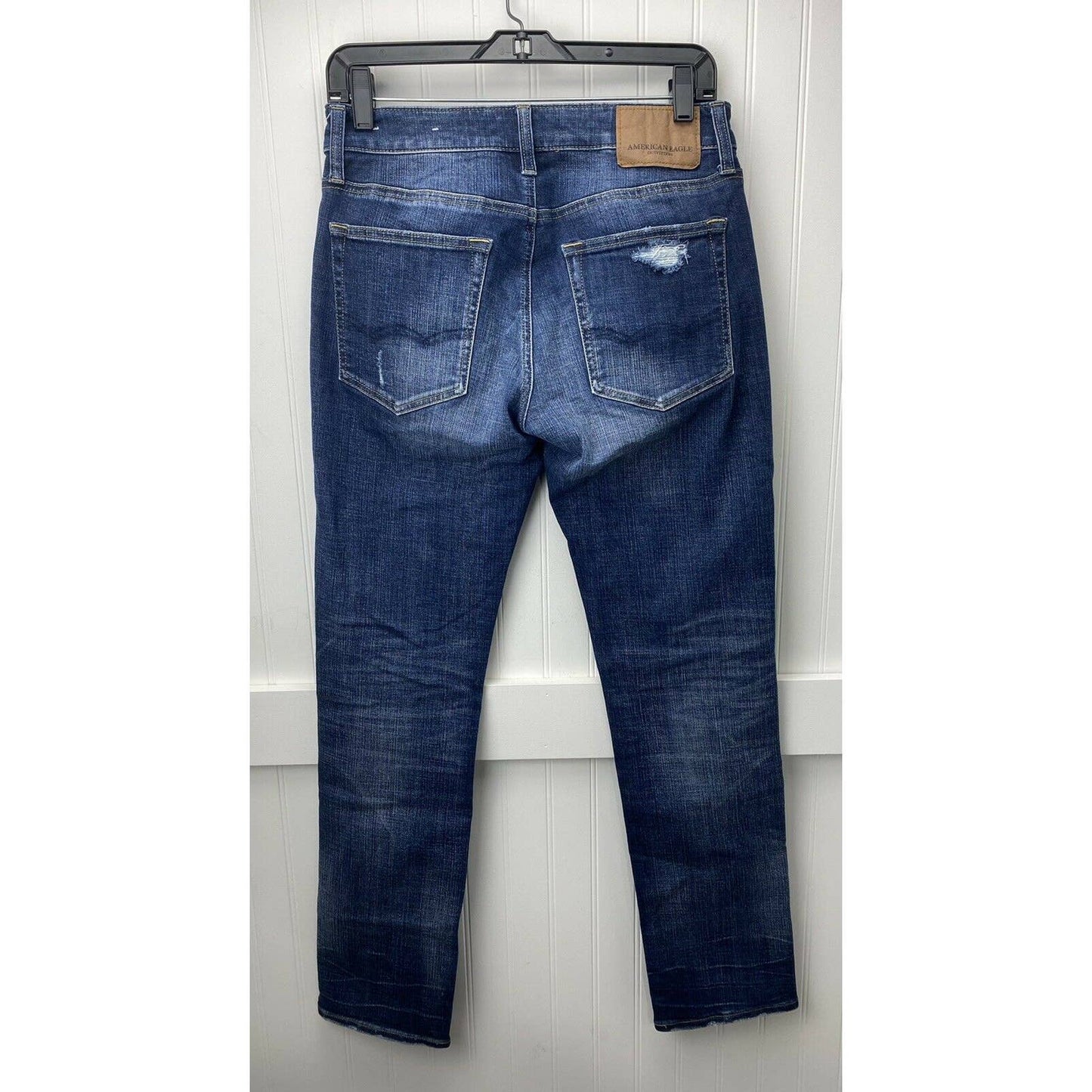 American Eagle Slim Straight Sz 29 Mens Extreme Flex 4 Denim Jeans Holes EUC