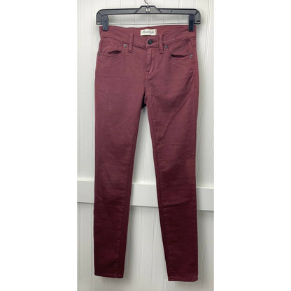 Madewell Skinny Skinny Jeans Womens 24 Lowrise Red Maroon Stretch Denim