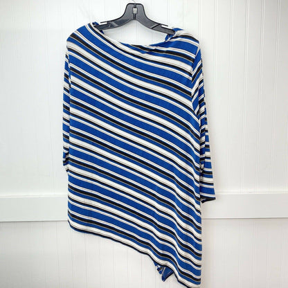 Chicos Travelers Slinky Knit Tunic Top Sz 3 (XL) Stripes Asymmetrical Long EUC