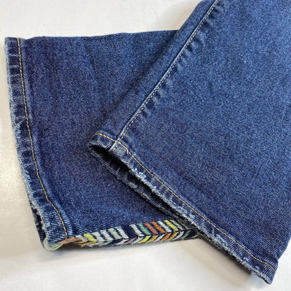 Knox Rose Relaxed Straight Ankle Jeans Sz 10 Denim Distress Embroidered Stripes