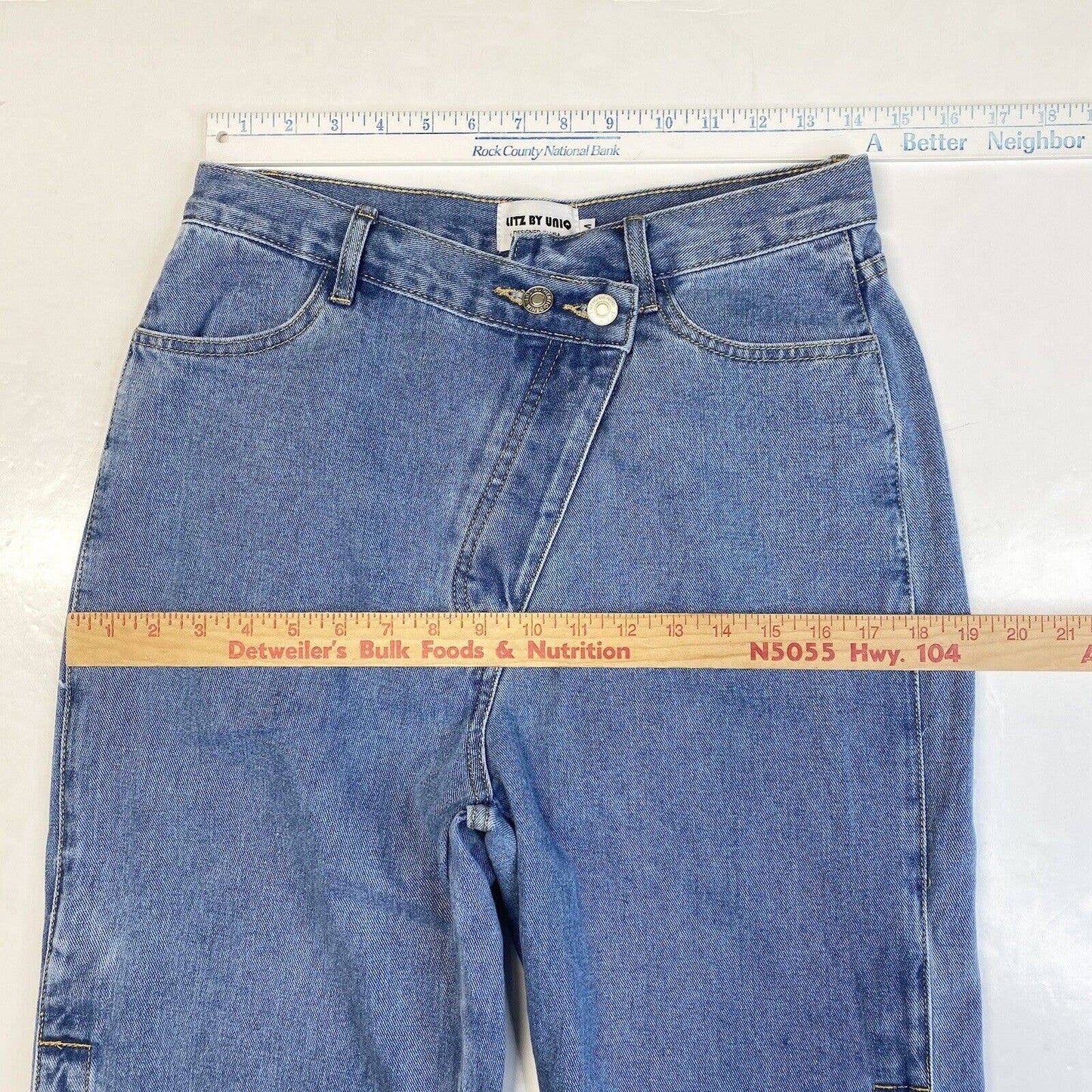 Litz by Uniq Wide Relaxed Jeans Med (28"Waist) Crossover Button Fly Open Sides