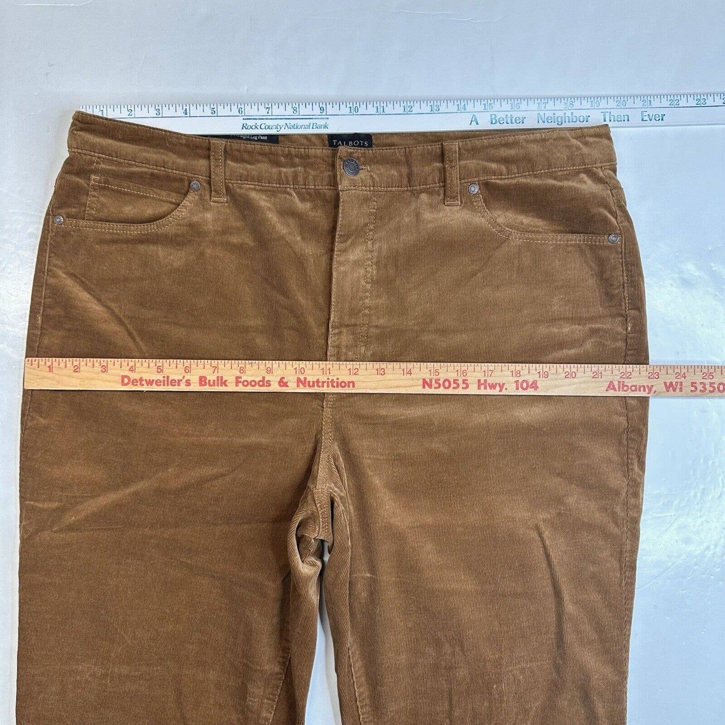 Talbots Straight Leg Corduroy Jeans Womens 18 Brown High Rise Preppy Plus Size