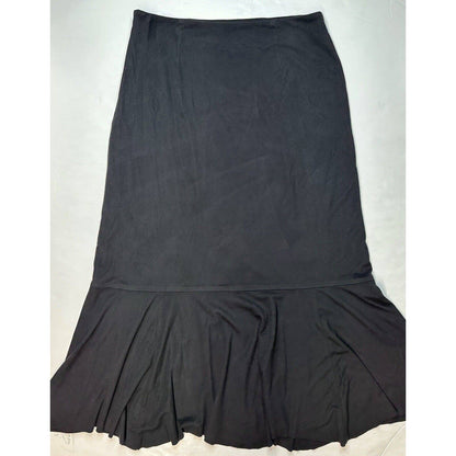 J.Jill Faux Suede Maxi Skirt Womens 12 Black Long Peplum Ruffle Hem Side Zip