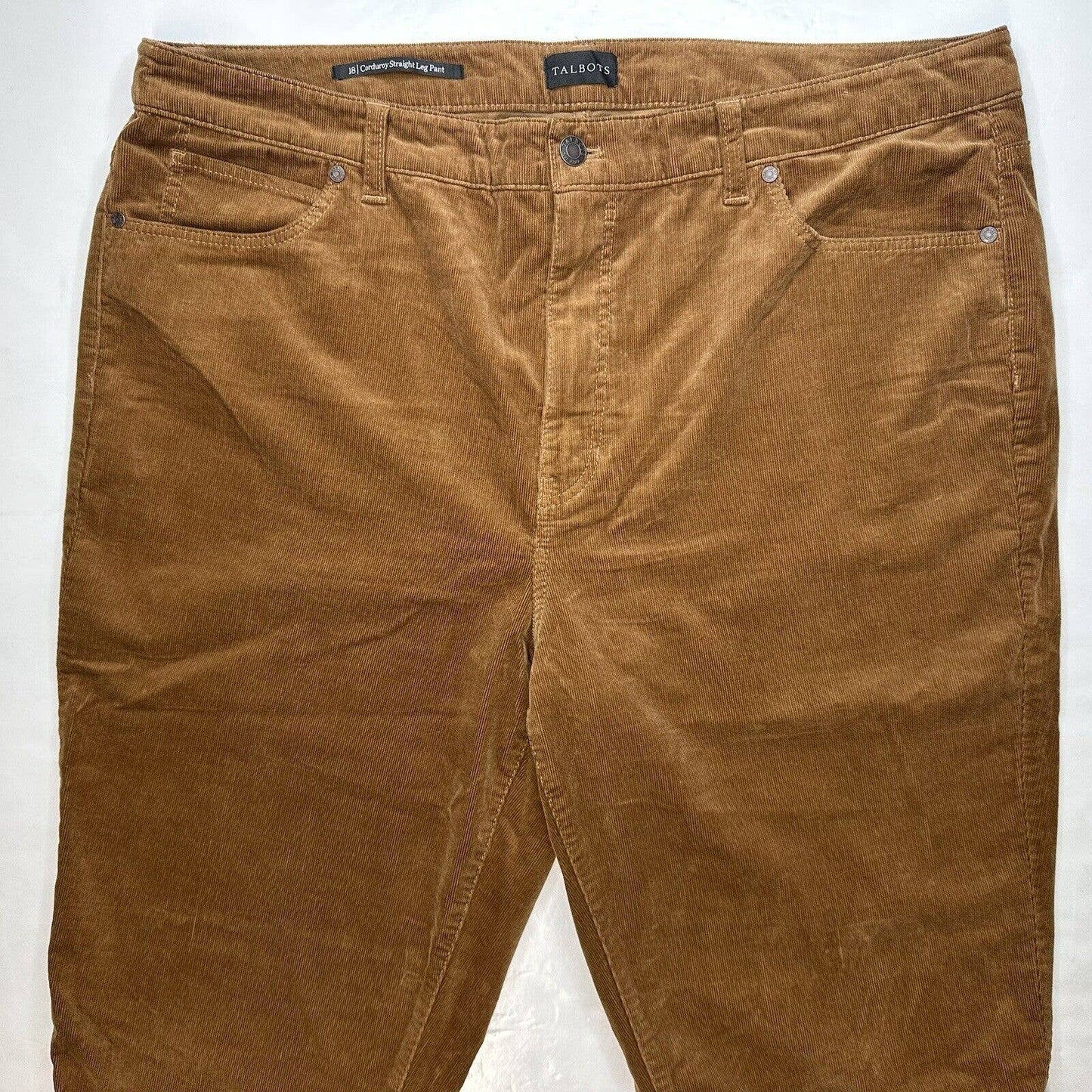 Talbots Straight Leg Corduroy Jeans Womens 18 Brown High Rise Preppy Plus Size