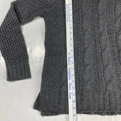American Eagle Chunky Knit Sweater Sz Small Gray Cold Shoulder Long Sleeve Top