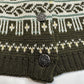 Vintage Jersild Wool Cardigan M/L Olive Green Fair Isle Button Front Sweater EUC