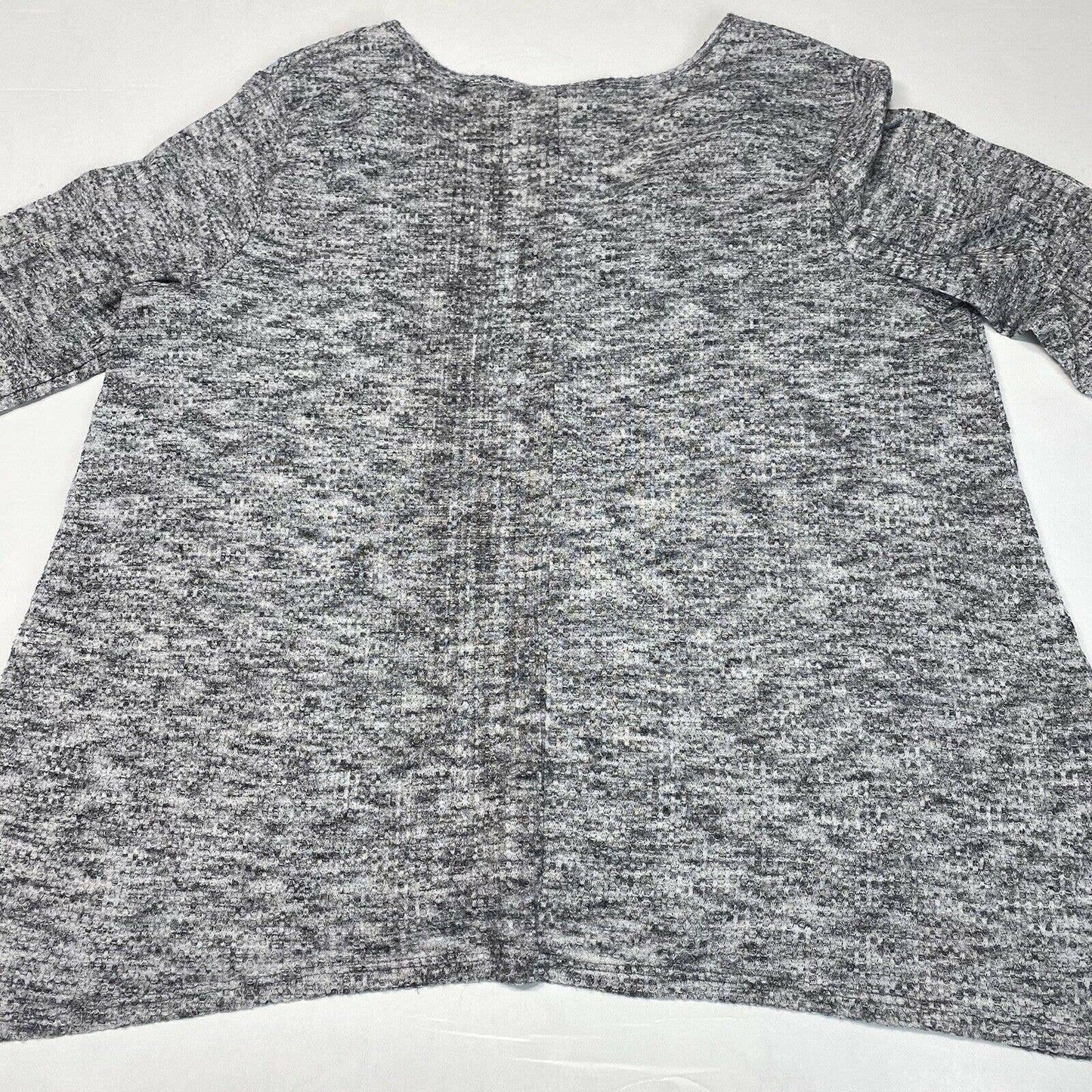 Knox Rose V-Neck Waffle Knit Top XXL Gray Long Sleeve Soft Stretchy Shirt EUC