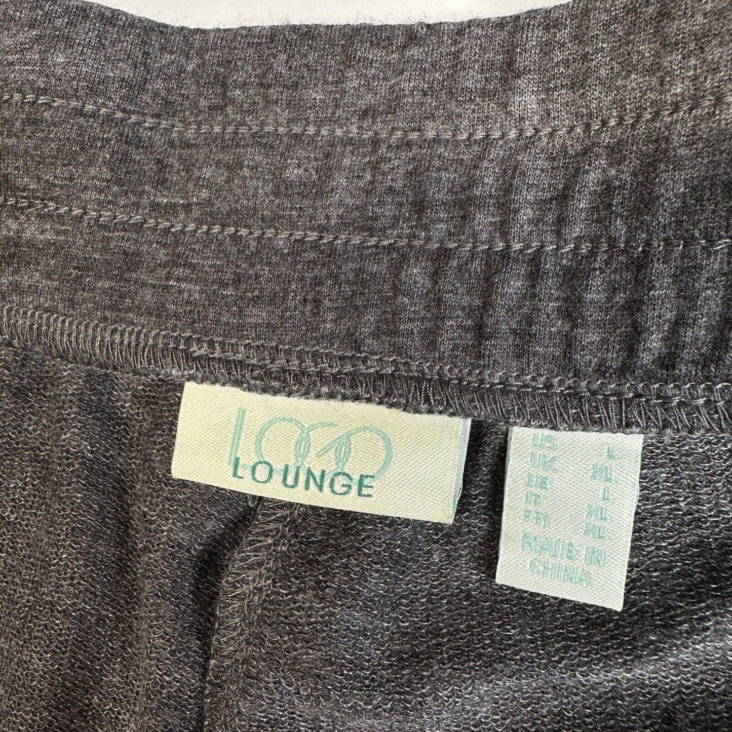 Logo Lounge Skinny Pants Sz Large Gray Pull On Stretch Soft Casual Lace Hem