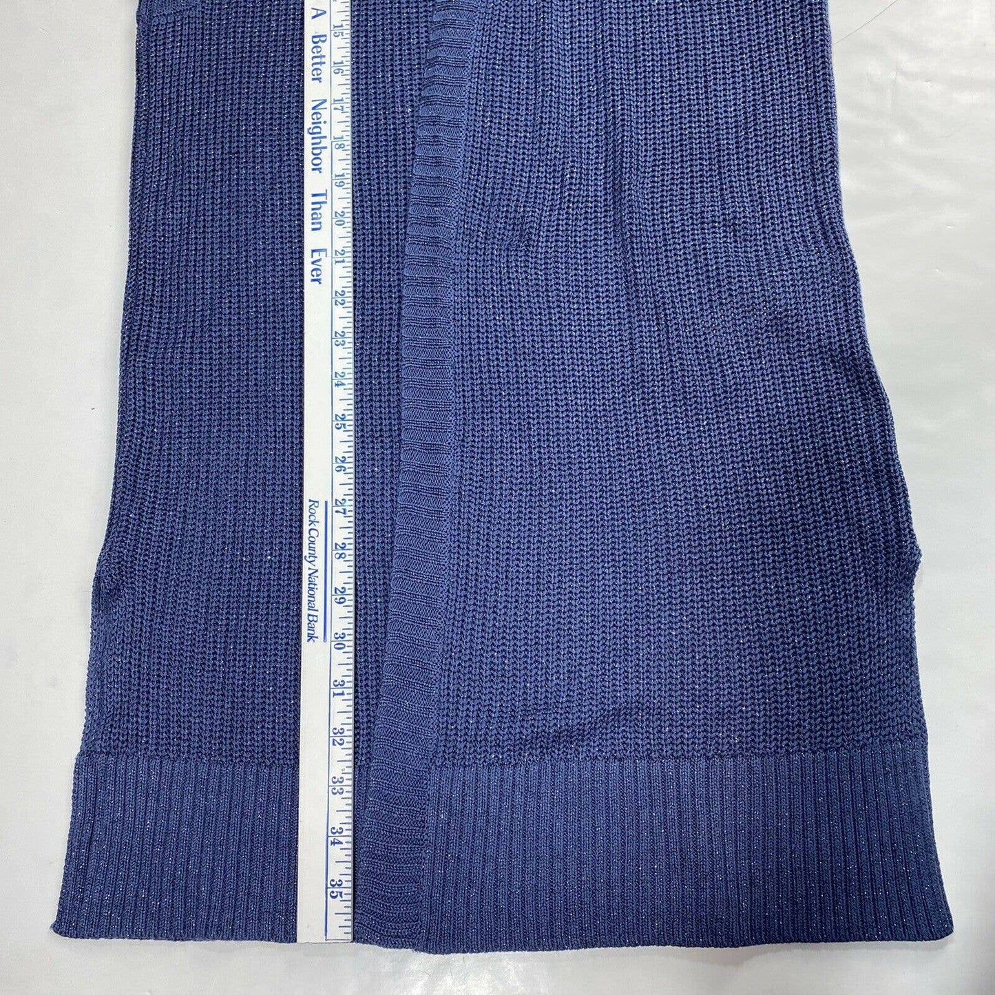 Chico's Open Front Long Cardigan Sz 2 (US 12/Large) Blue Periwinkle Sleeveless
