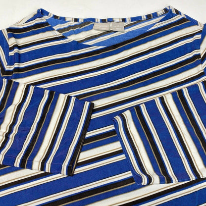 Chicos Travelers Slinky Knit Tunic Top Sz 3 (XL) Stripes Asymmetrical Long EUC