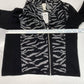 Chicos Eliza Zip Up Knit Cardigan Sz 2 (Large) Zebra Black/Silver Sweater NEW