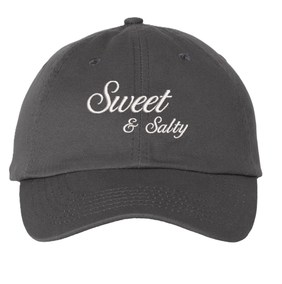 Sweet & Salty Embroidered Dad Hat Unstructured Cotton Chino Twill Buckle Closure Casual