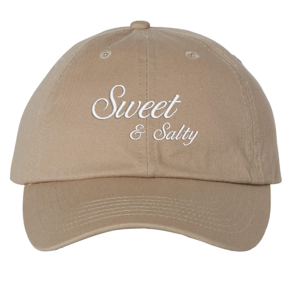 Sweet & Salty Embroidered Dad Hat Unstructured Cotton Chino Twill Buckle Closure Casual