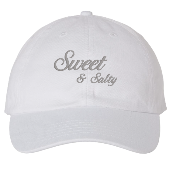 Sweet & Salty Embroidered Dad Hat Unstructured Cotton Chino Twill Buckle Closure Casual