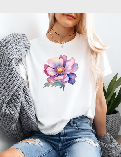 Watercolor Flower Graphic Tee T-shirt or Sweatshirt ADULT Unisex Hoodie / Crewneck Botanical Floral Nature Art Boho Gift