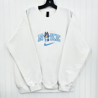 Nike Bluey Sweatshirt Embroidered ADULT Hoodie / Crewneck Unisex Dog Sisters Best Friends Cartoon