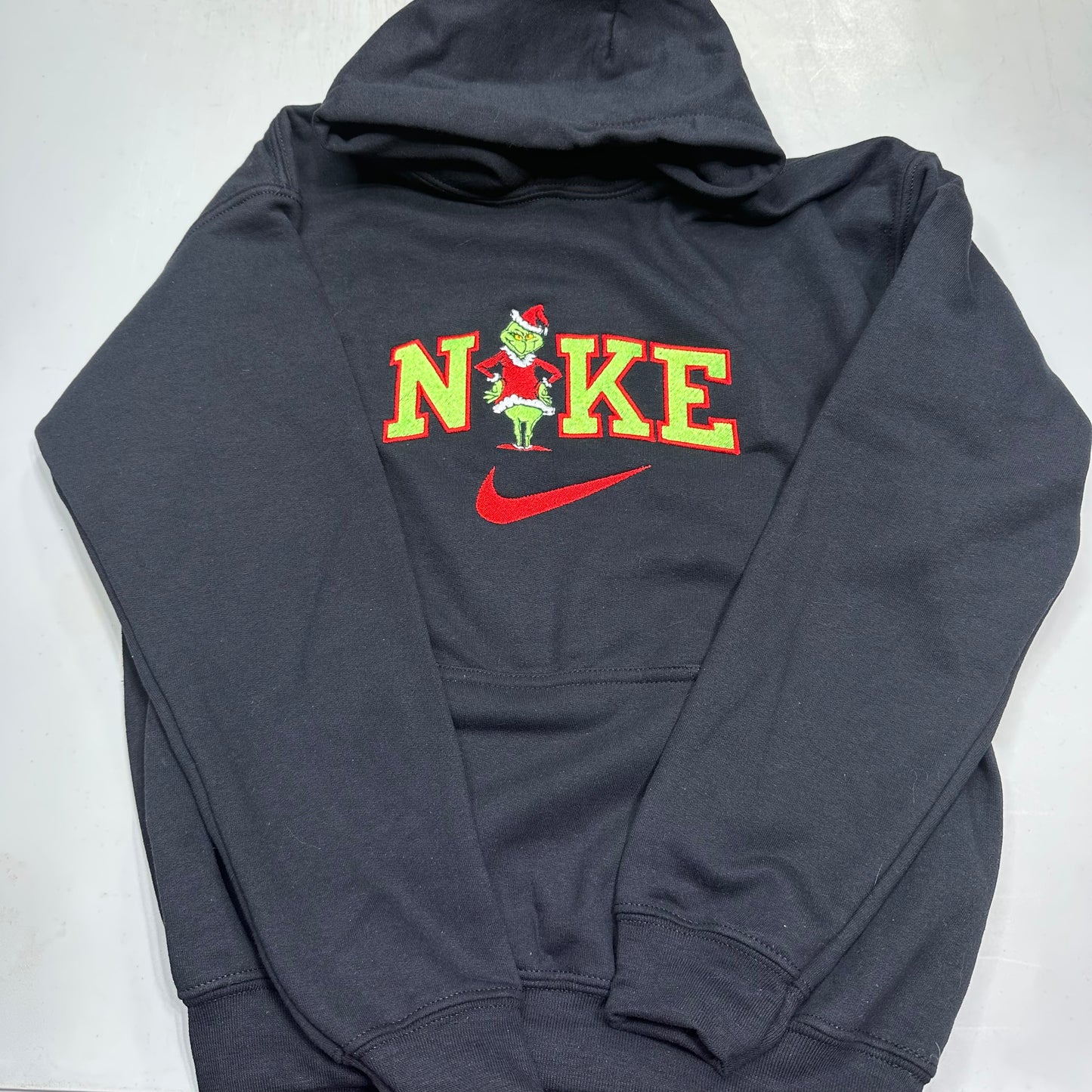 Nike Grinch Embroidered YOUTH Hoodie / Crewneck Sweatshirt Kids Boy Girl Unisex Grinch Green Font