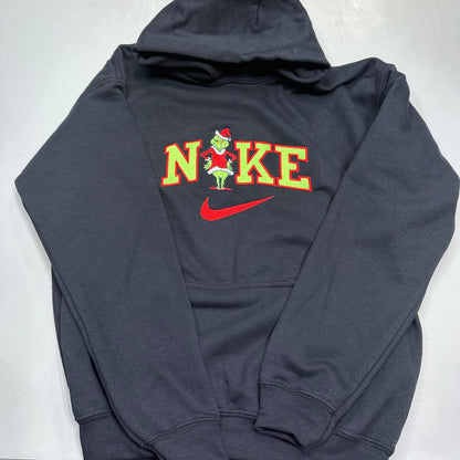 Nike Grinch Embroidered YOUTH Hoodie / Crewneck Sweatshirt Kids Boy Girl Unisex Grinch Green Font