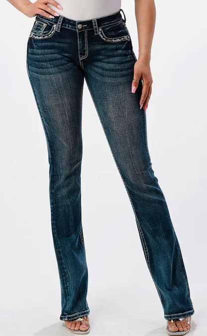 Grace In La Steer Head Modify Midrise Bootcut Jeans NEW