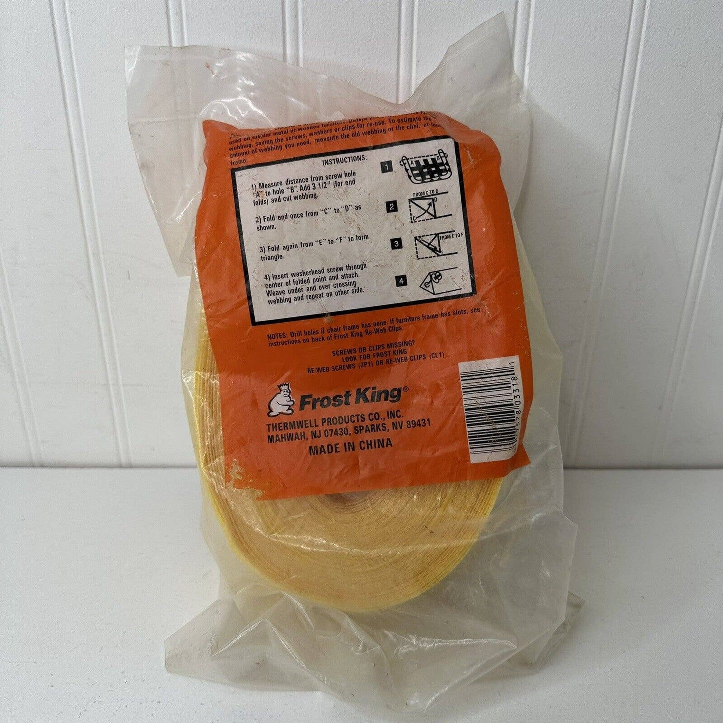 Frost King Lawn Furniture Re-Webbing YELLOW/White - 2.25" by 72 Ft. Long - NEW