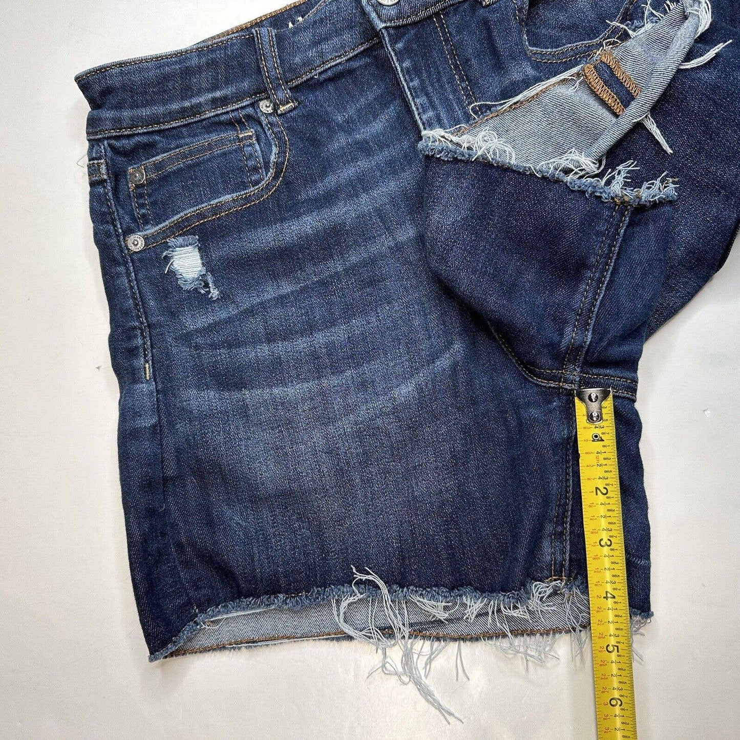 American Eagle Super Hi-Rise Shortie 8 Next Level Stretch Denim Jean Distressed