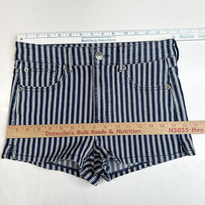 American Eagle Hi-Rise Shortie 6 Next Level Stretch Denim Jean Blue/White Stripe