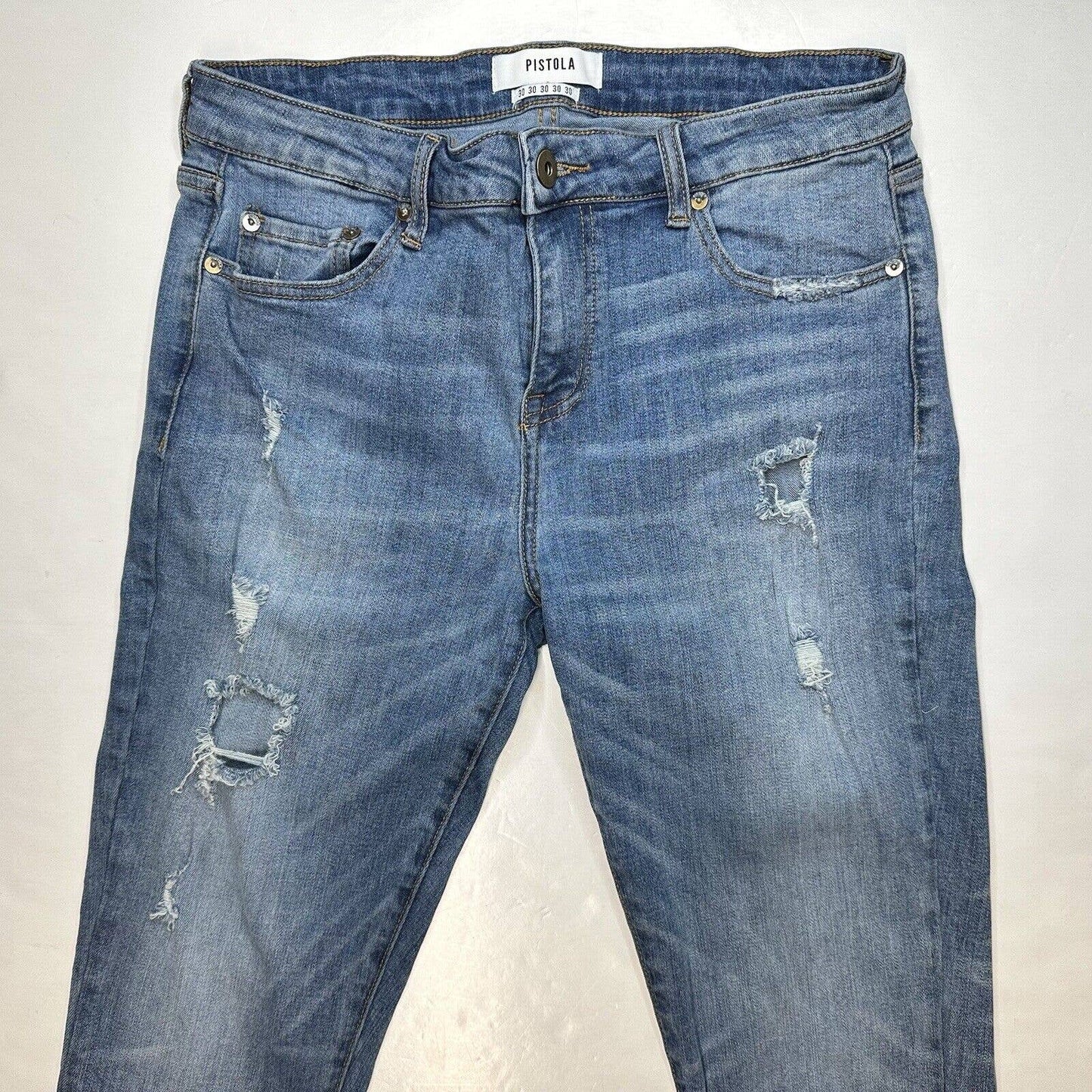Pistola Audrey Crop Skinny Jeans Sz 30 Denim Blue Ankle Jean Distressed Holes