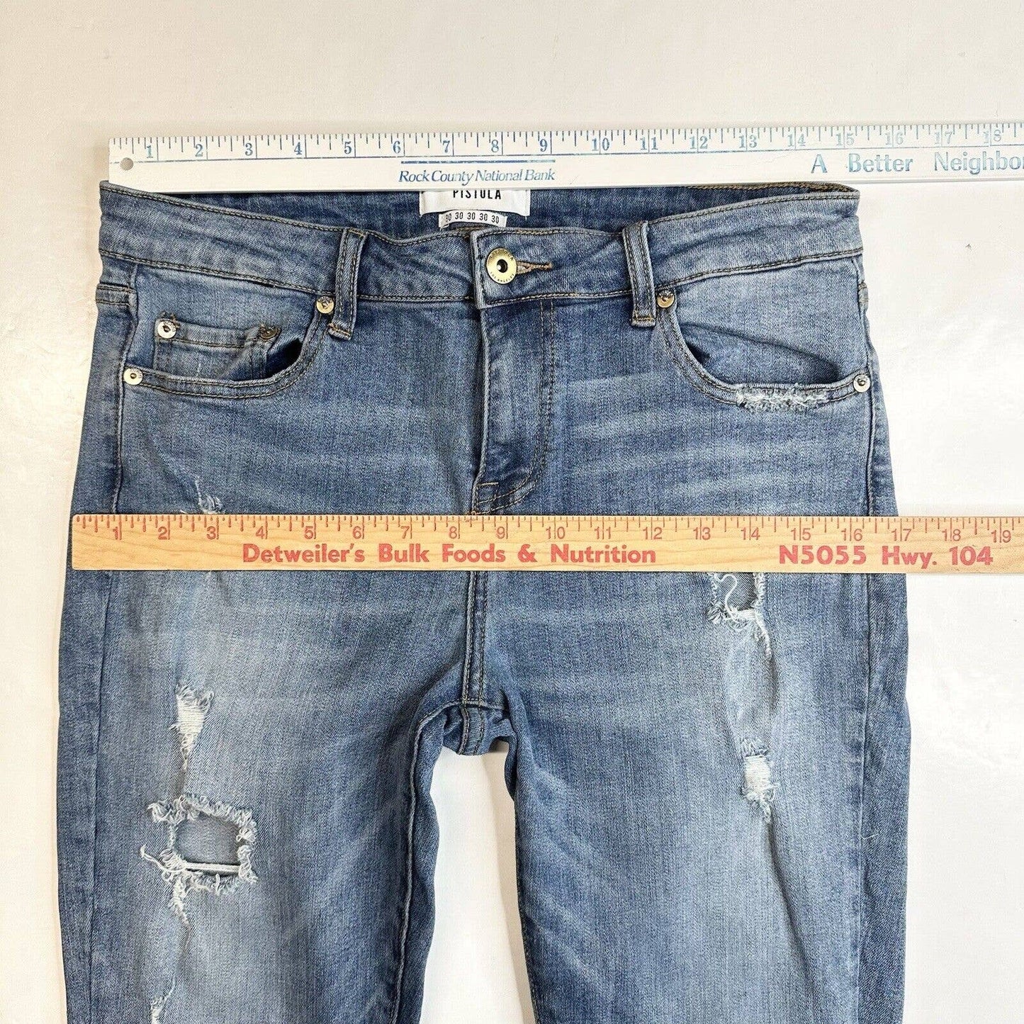 Pistola Audrey Crop Skinny Jeans Sz 30 Denim Blue Ankle Jean Distressed Holes