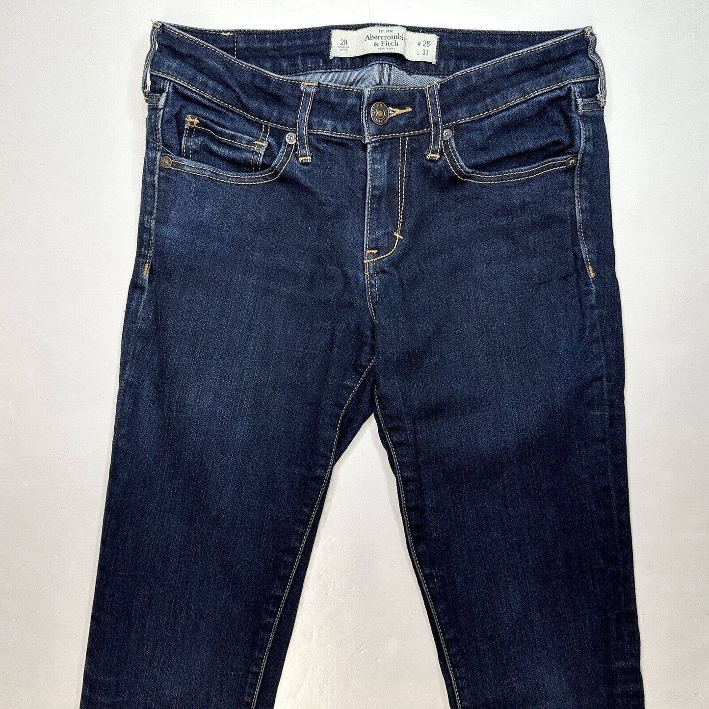 Abercrombie Fitch Skinny Jeans Womens 26/2 Lowrise Stretch Denim Blue Dark Wash