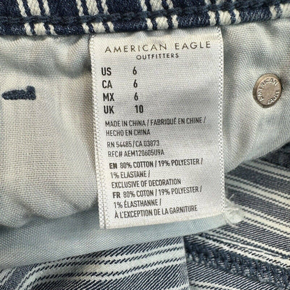 American Eagle Hi-Rise Shortie 6 Next Level Stretch Denim Jean Blue/White Stripe