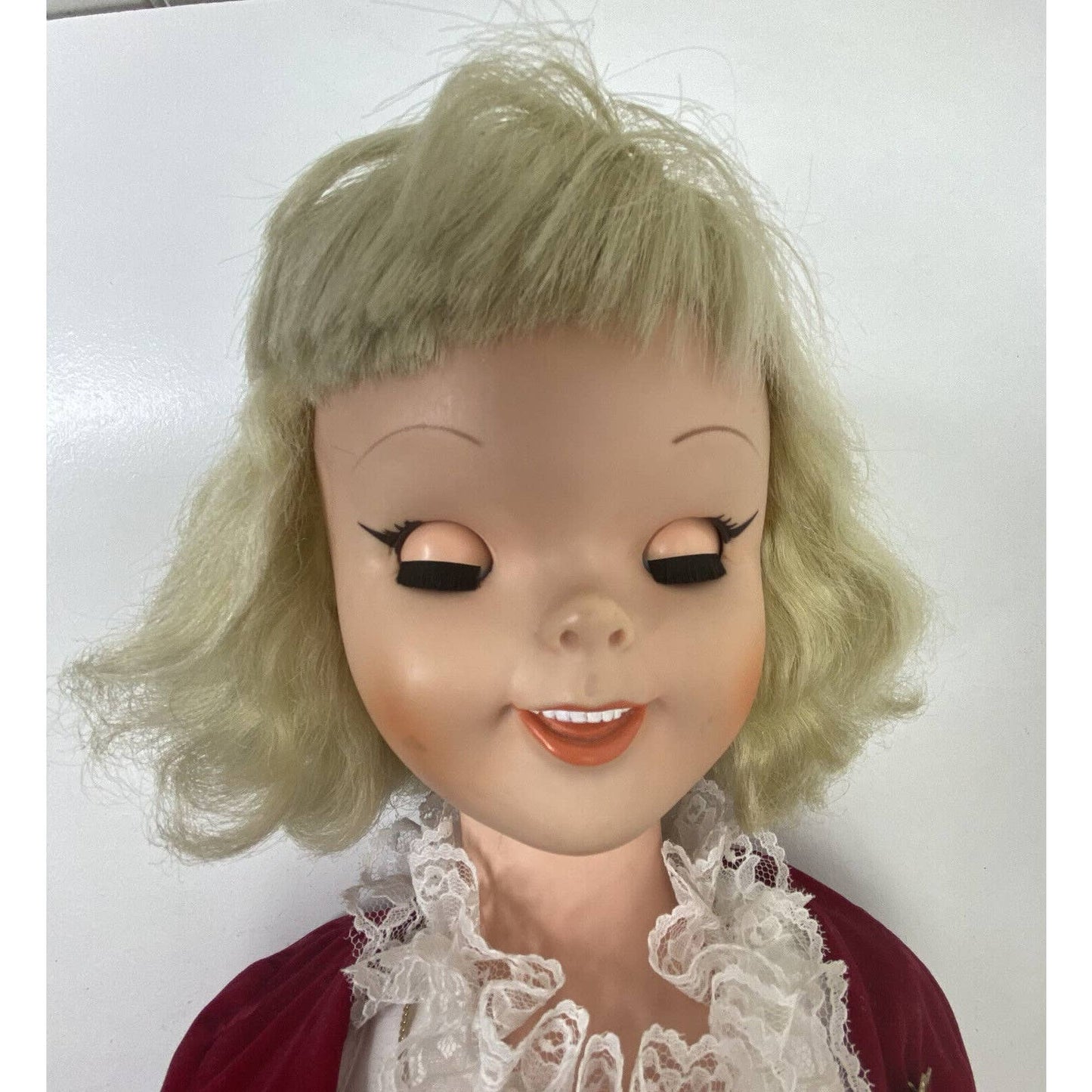 Walt Disney Productions 1960’s Uneeda Pollyanna 32” Doll w/ Red Velvet Outfit