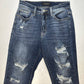 Judy Blue Boyfriend Fit Jeans 0/24 Stretch Denim Blue Jean Distressed Holes