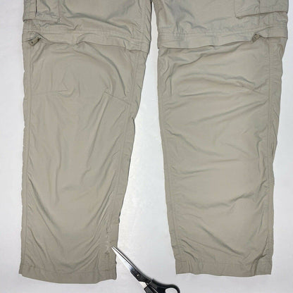 Columbia Cargo Convertible Hiking Pants Sz 40 Mens Beige Zip Off Shorts *Flaws