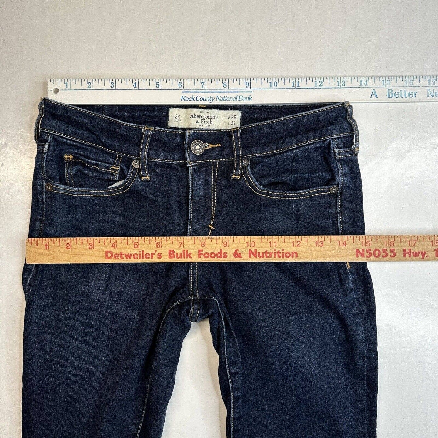Abercrombie Fitch Skinny Jeans Womens 26/2 Lowrise Stretch Denim Blue Dark Wash