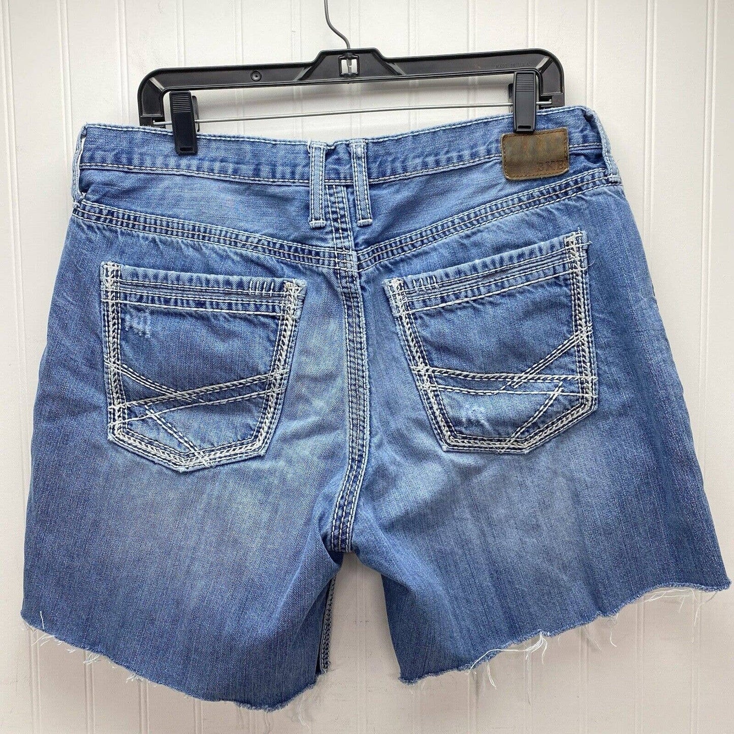 BKE Buckle Seth Cut Off Shorts Mens 36 Denim Blue Jean Short Distress Light Wash