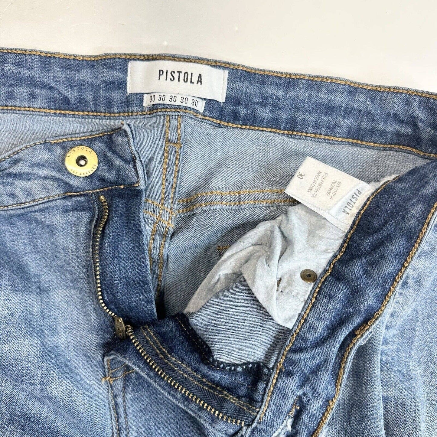 Pistola Audrey Crop Skinny Jeans Sz 30 Denim Blue Ankle Jean Distressed Holes