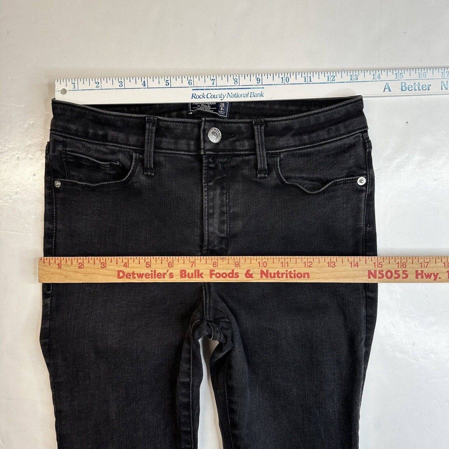 Abercrombie Fitch Midrise Super Skinny Jeans 28/6 Stretch Black Denim Ankle