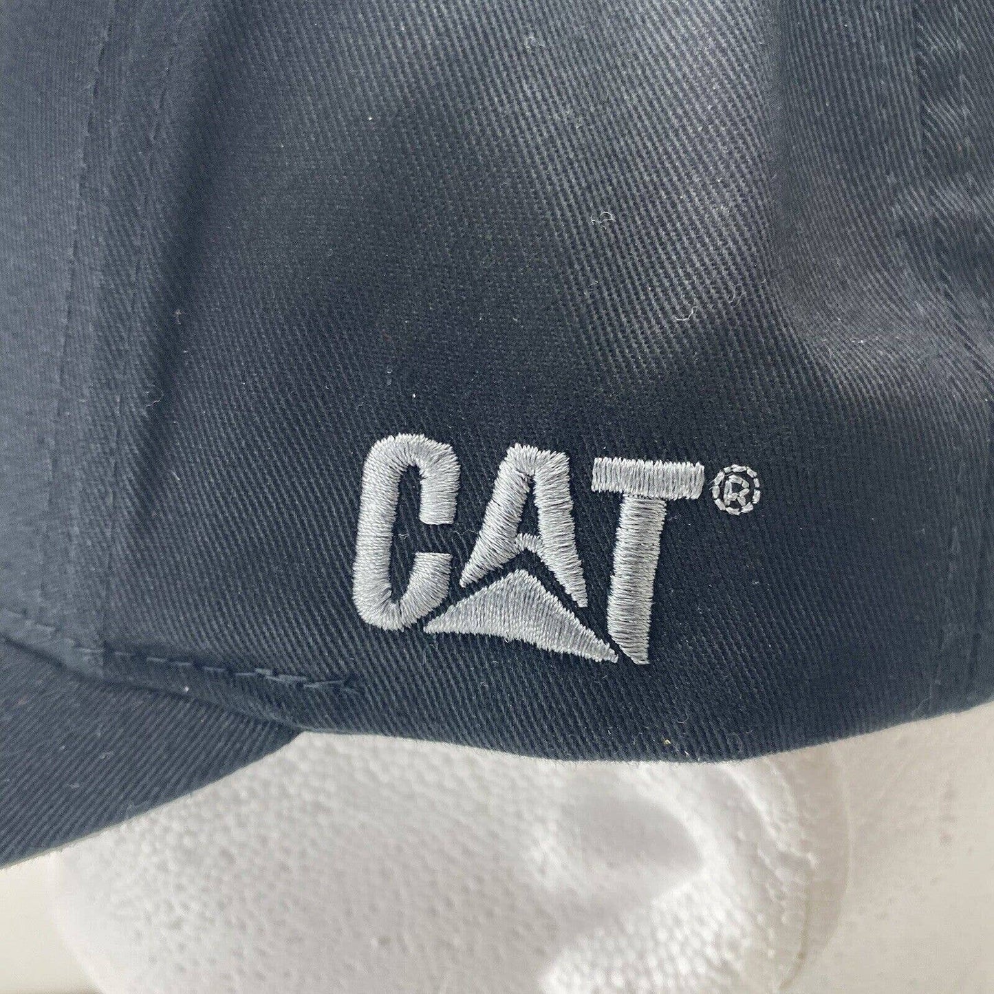 CATERPILLAR Diesel Black 6 Panel Adjustable Hat Gray Embroidered CAT Side Logo