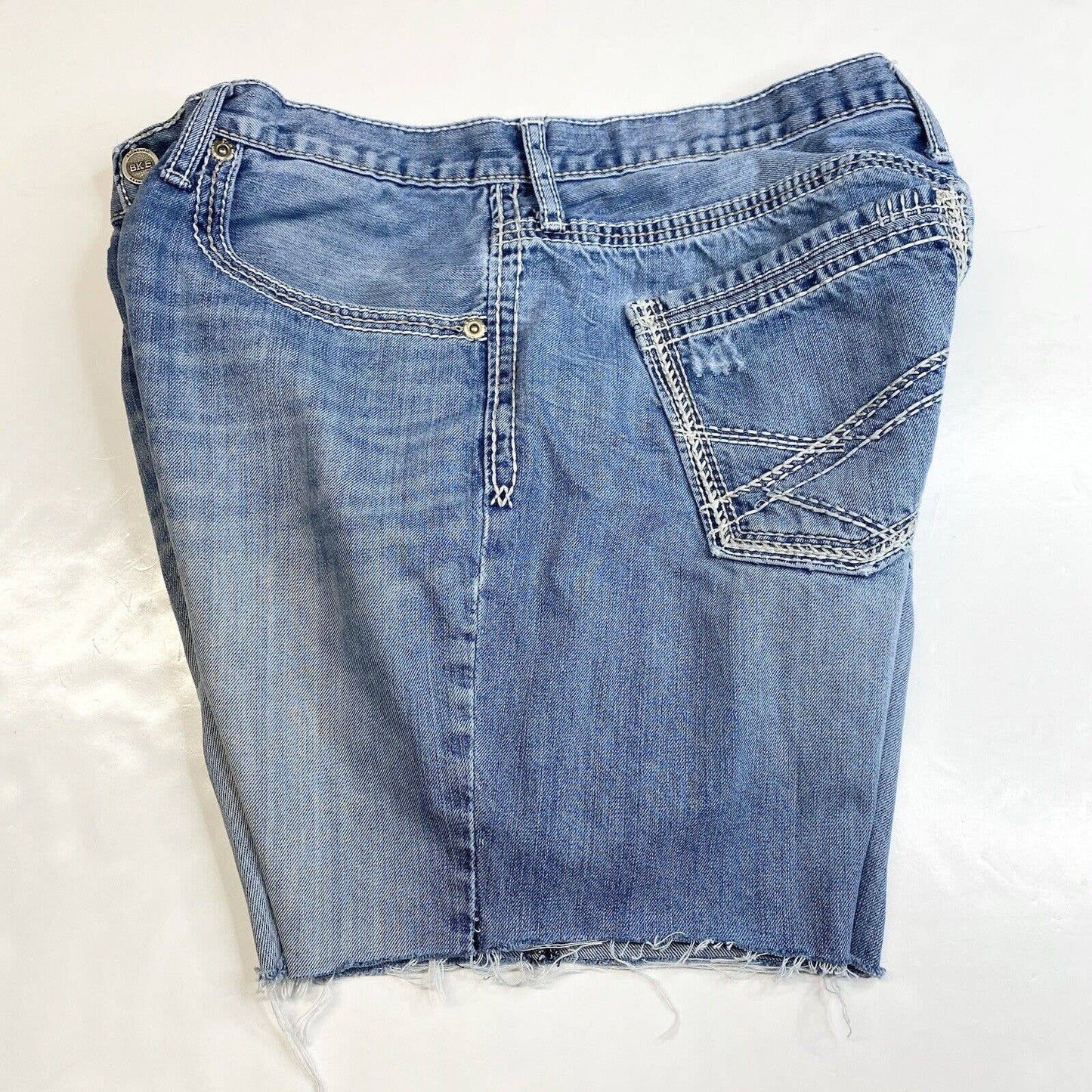 BKE Buckle Seth Cut Off Shorts Mens 36 Denim Blue Jean Short Distress Light Wash